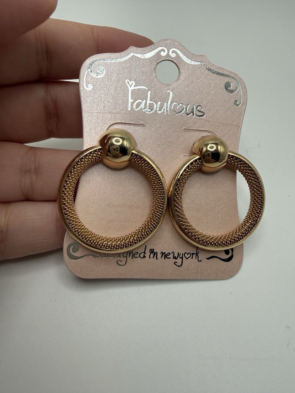 Vintage 1990s Door Knocker Gold Tone Earrings Bold Statement NWT